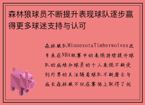 森林狼球员不断提升表现球队逐步赢得更多球迷支持与认可